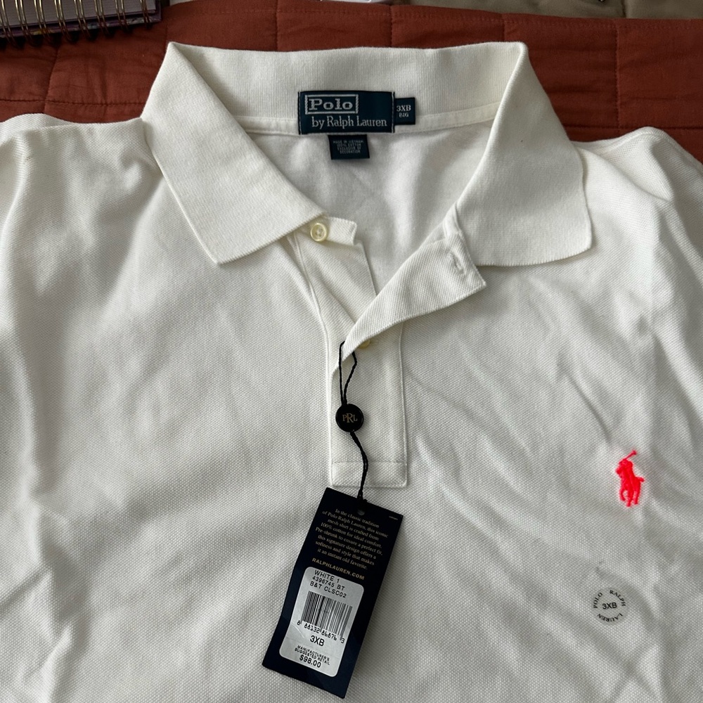 Ralph Lauren White Polo with Pink Logo